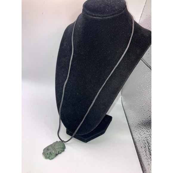 Vintage Large Green Tribal Face Stone Runway Statement 13.75 Inch Necklace! - Picture 4 of 7